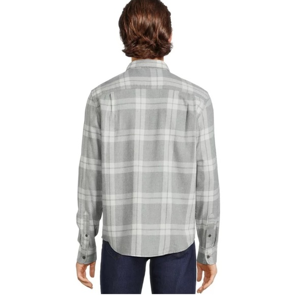 George 3XLT (54-56) Men's Long Sleeve Flannel Shirt Grey and White Plaid NWT - Picture 4 of 6